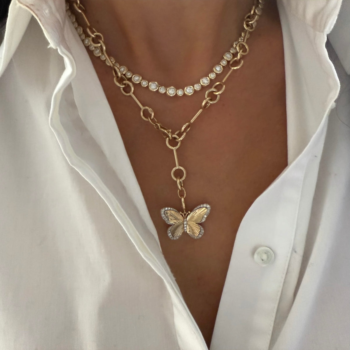 14KT Gold Bone Link Chain Necklace