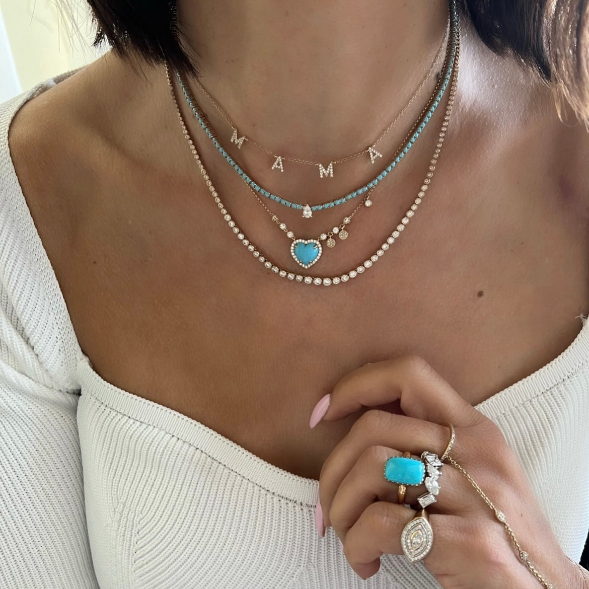 14KT Gold Diamond Dangling MAMA Necklace