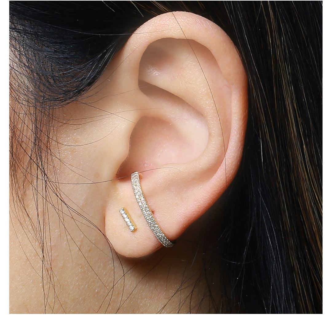 14KT Gold Diamond Long Lobe Earrings