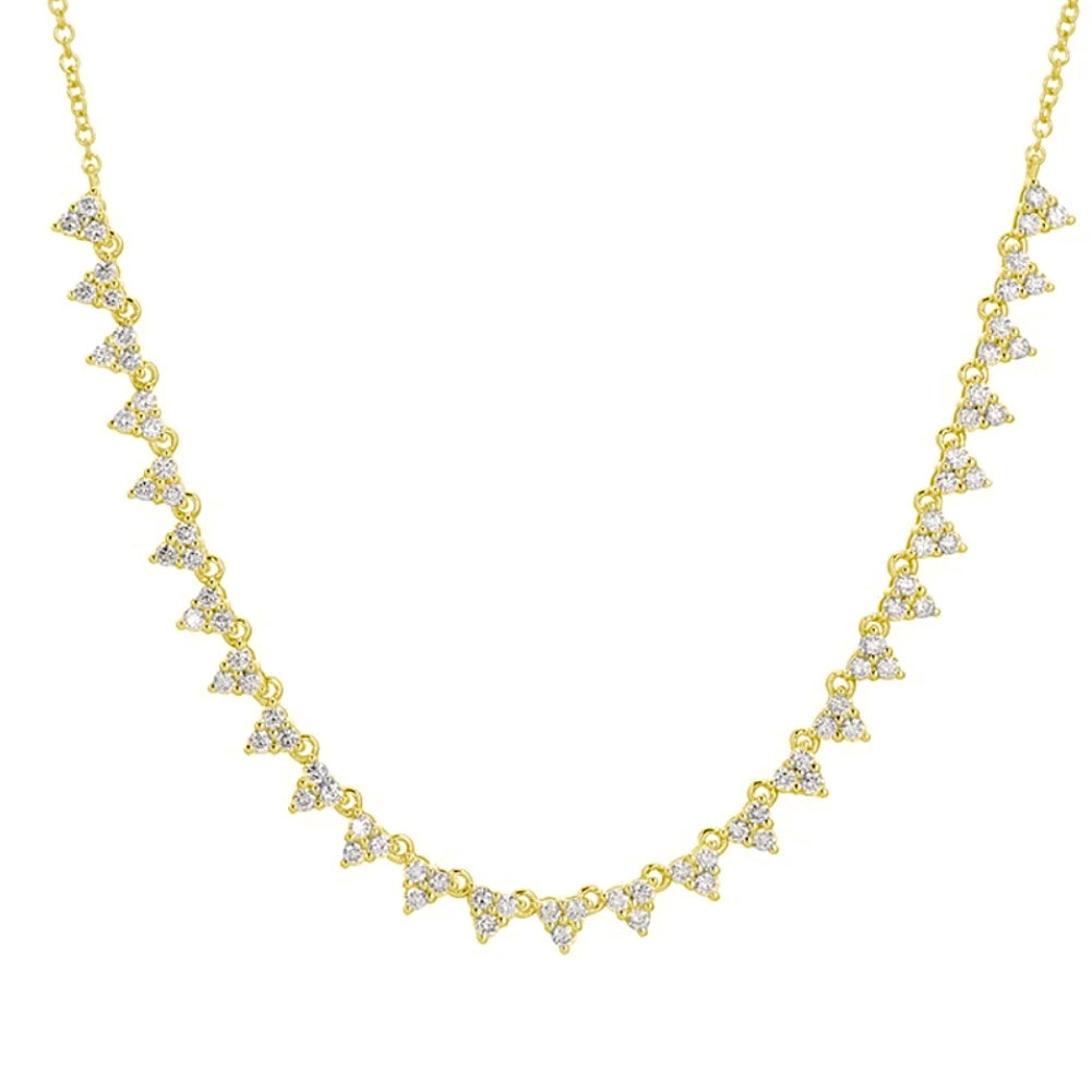 14KT Gold Diamond Cluster Bodrum Drop Necklace