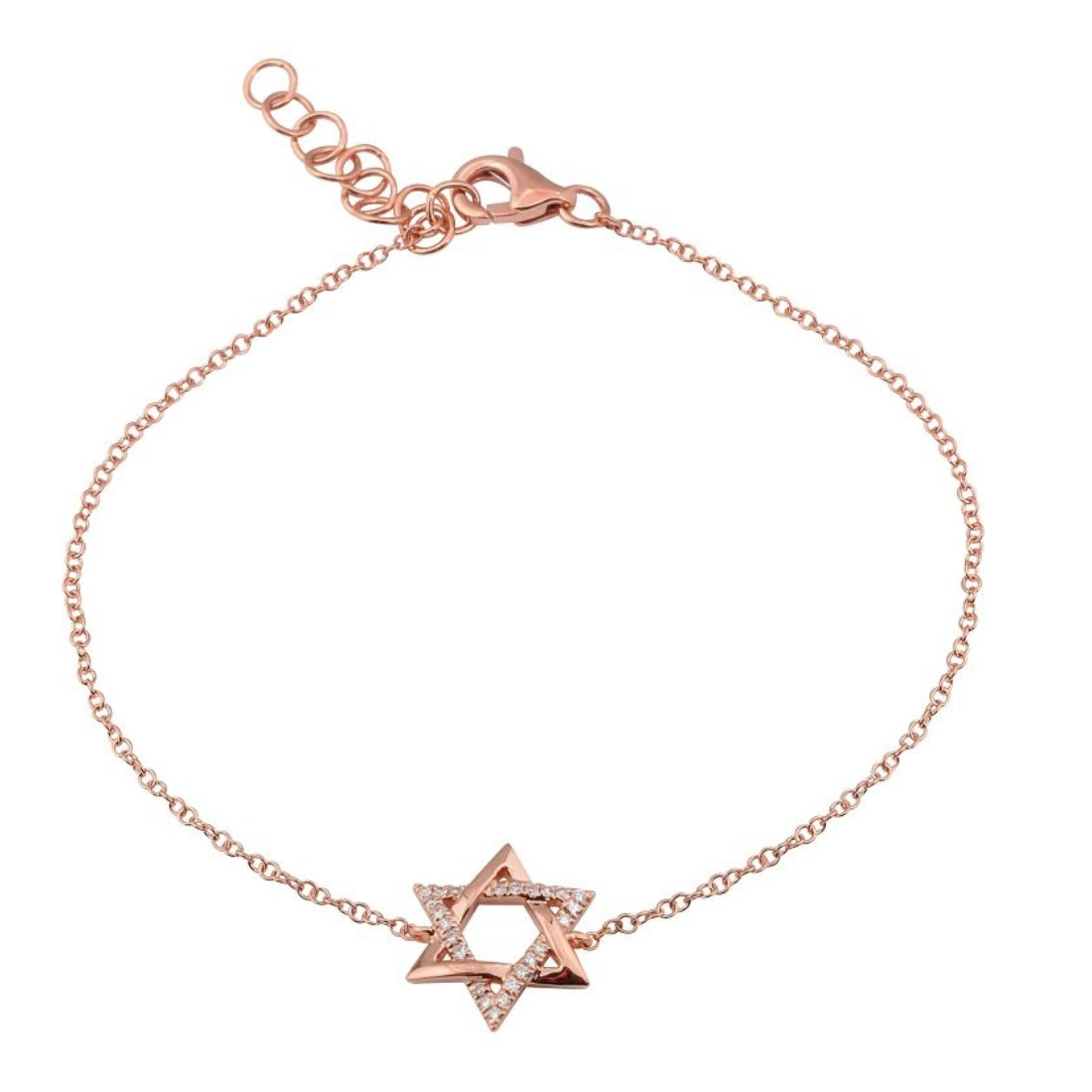14KT Gold Diamond Star of David Petite Bracelet