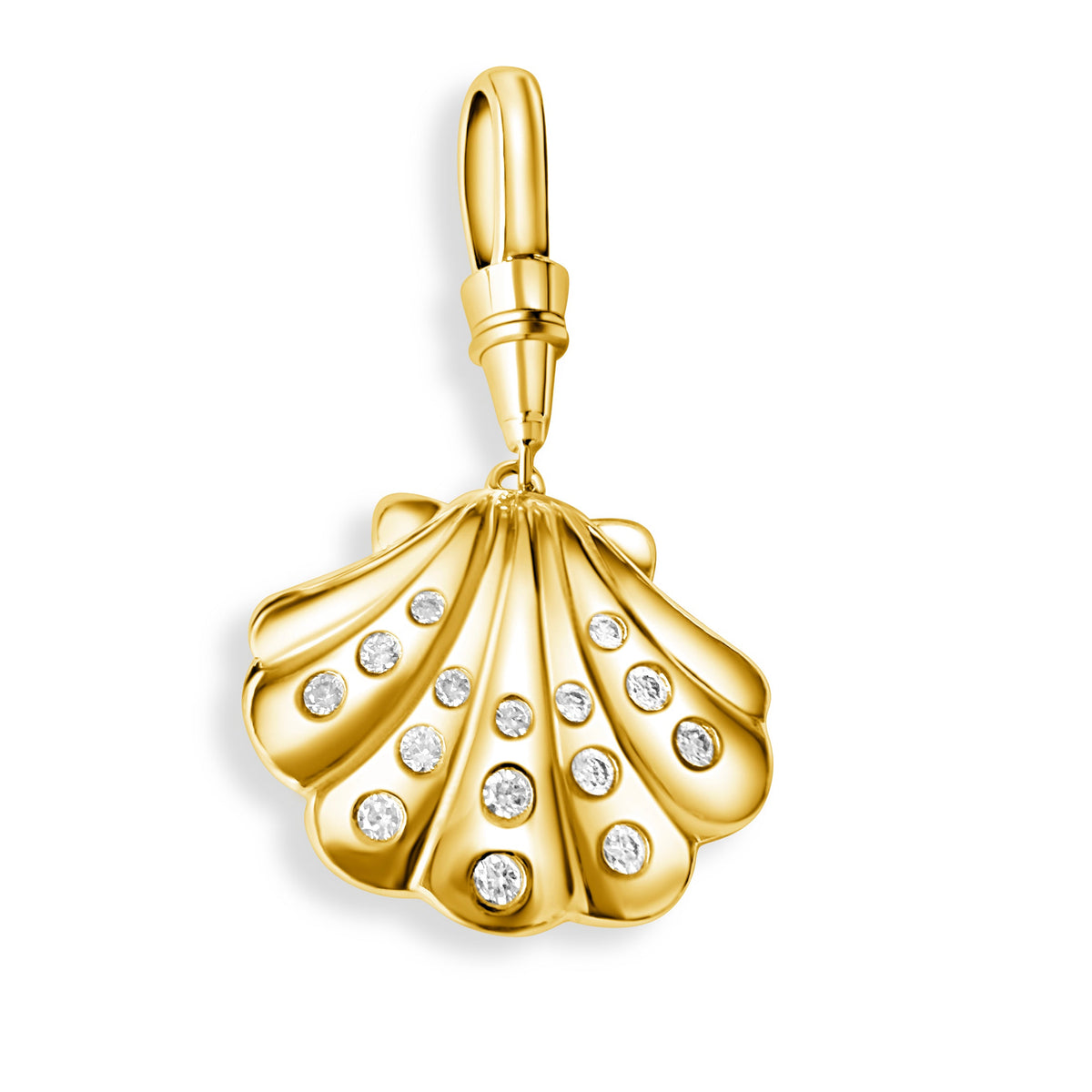 14KT Gold Diamond Shell Pendant Charm