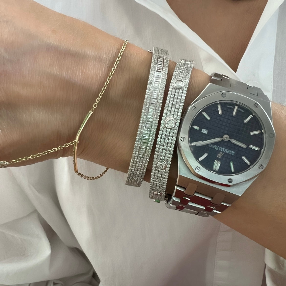 14KT Gold Diamond Luxe Ayla Bangle Bracelet