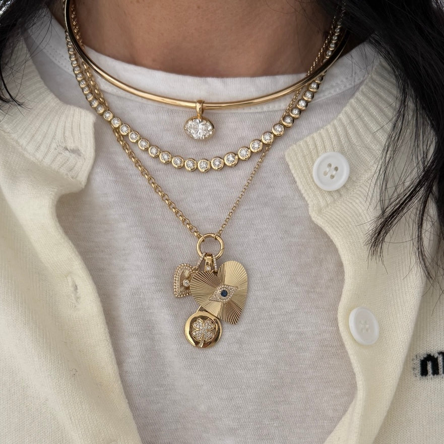 14KT Gold Diamond The Line Bezel Set Tennis Necklace Classic