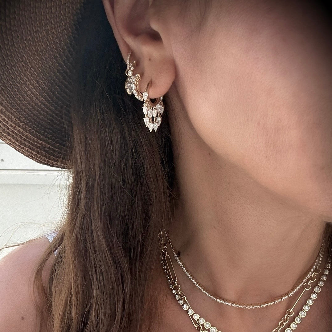 14KT Gold 2.40ct Lab-Grown Diamond Fringe Drop Huggie Earrings