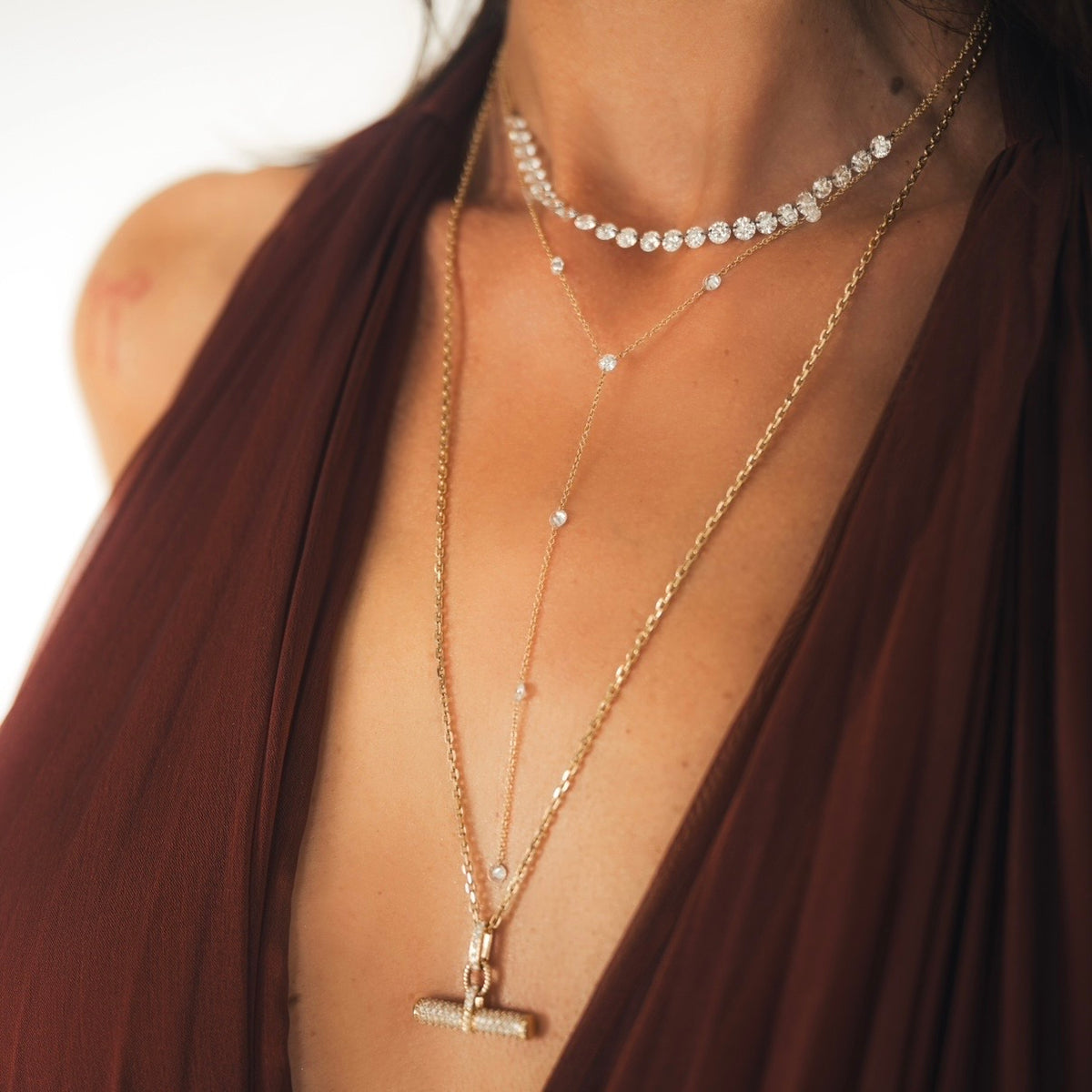 14KT Gold 1.50ct Floating Drilled Lab Diamond Lariat Necklace