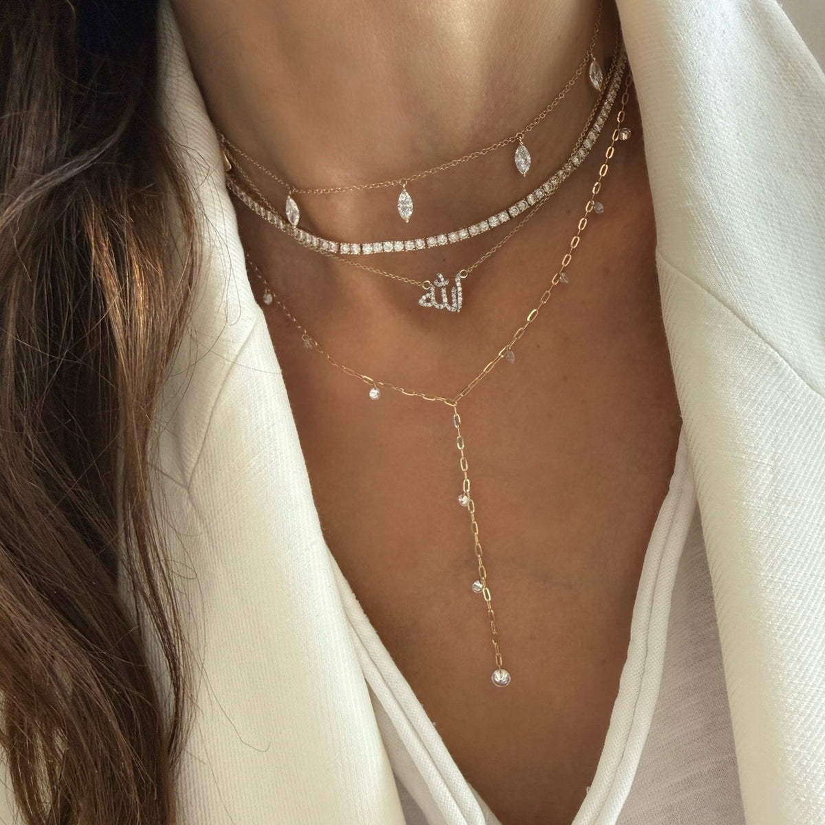 14KT Gold Diamond Mini Allah Necklace