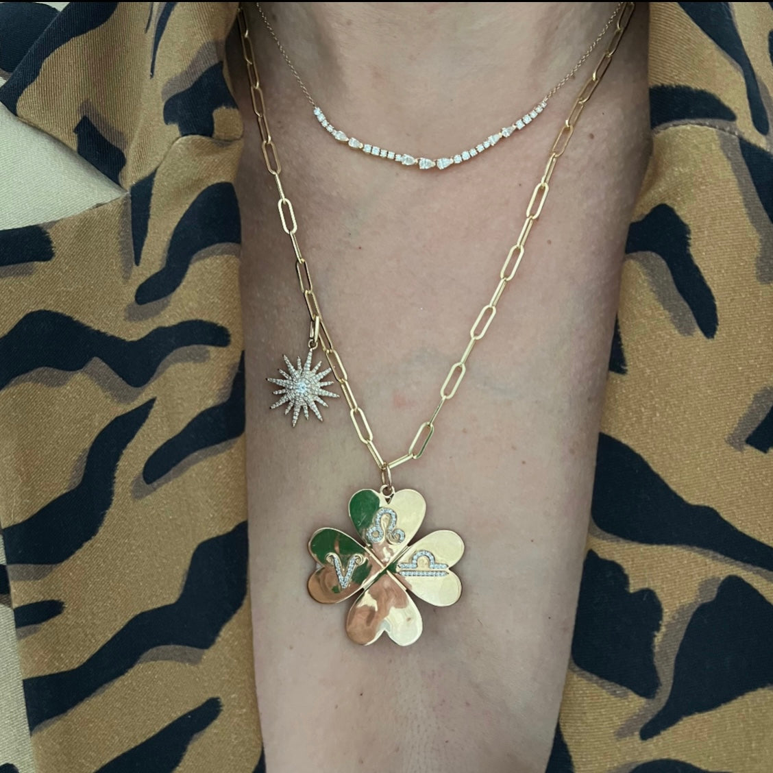 14KT Gold Multi Shaped Diamond Zita Necklace