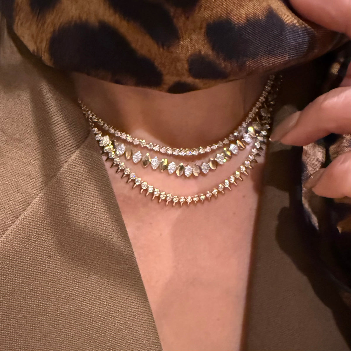14KT Gold Diamond Spike Necklace
