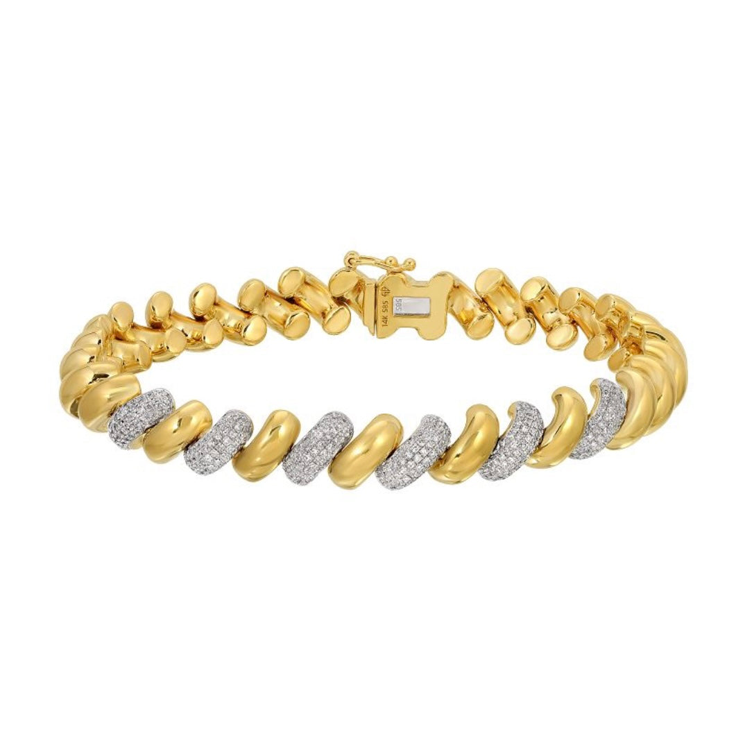 14KT Gold Diamond Coil Bracelet