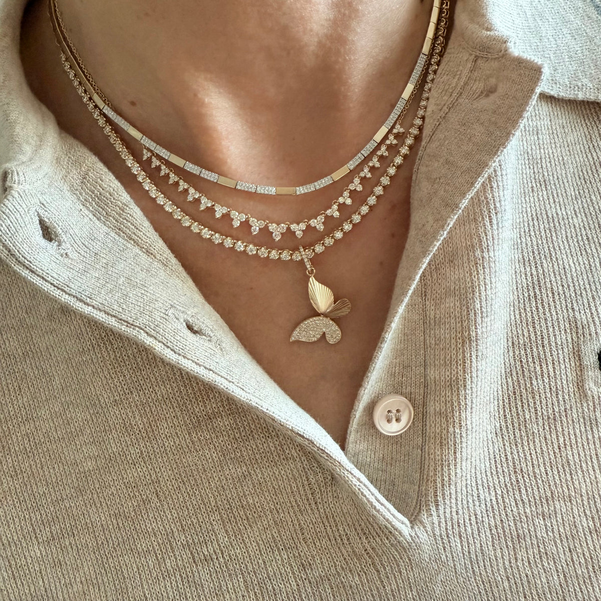 14KT Gold Diamond Ana Bar Necklace