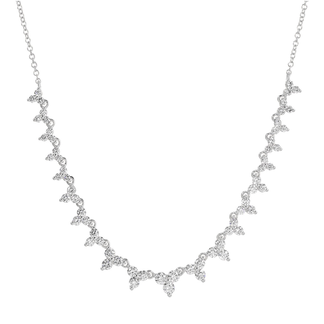 14KT Gold Graduating Diamond Cluster Antalya Drop Necklace