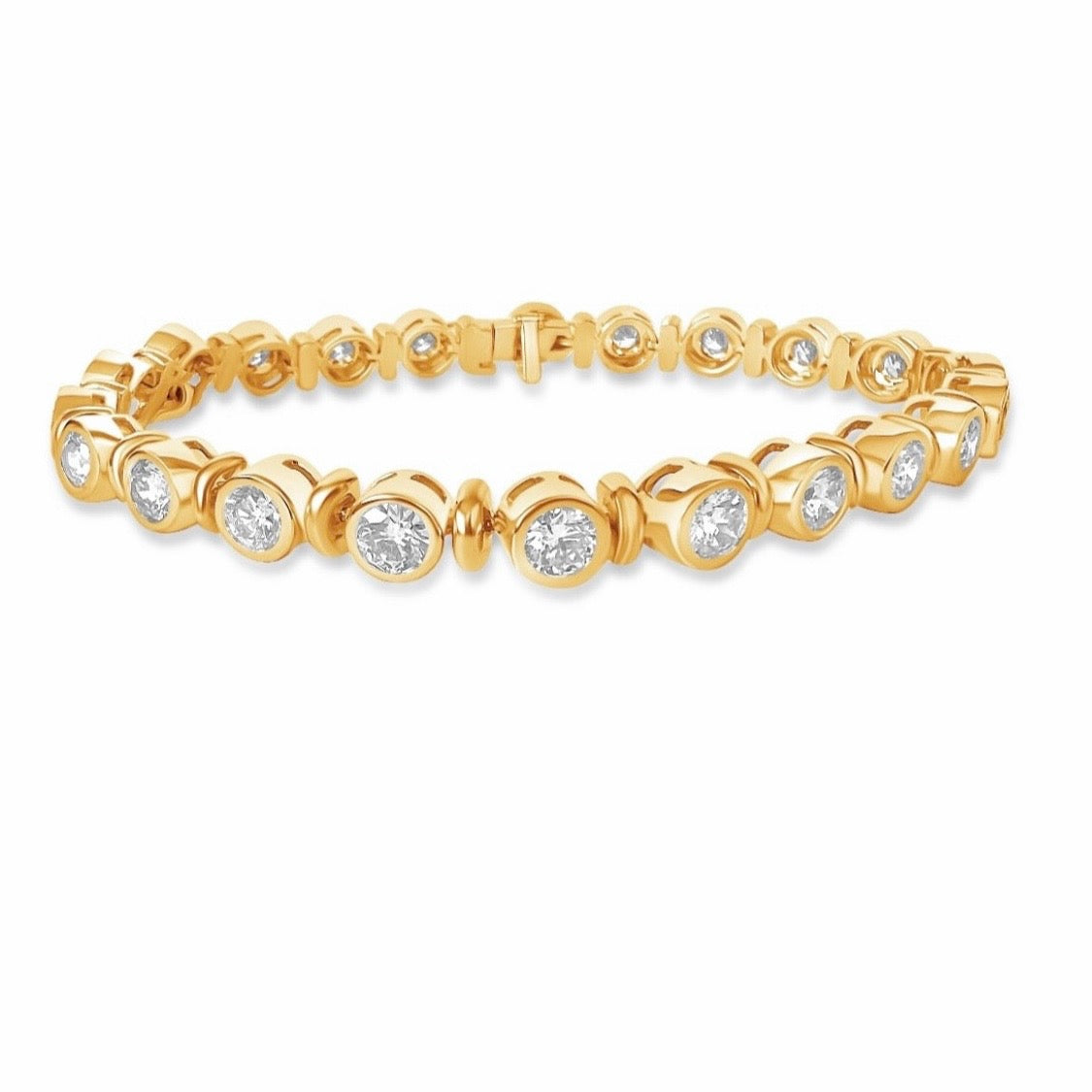 14KT Gold 5.5ct Lab Diamond Sectioned Bezel Set Tennis Bracelet