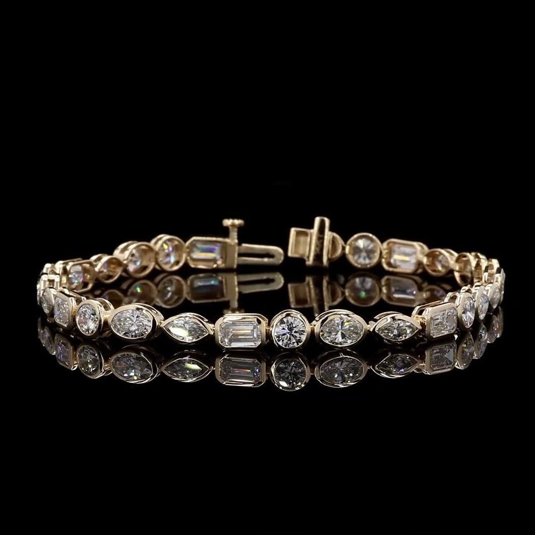 14KT Gold 9ct Multi Shape Lab Diamond Tennis Bracelet