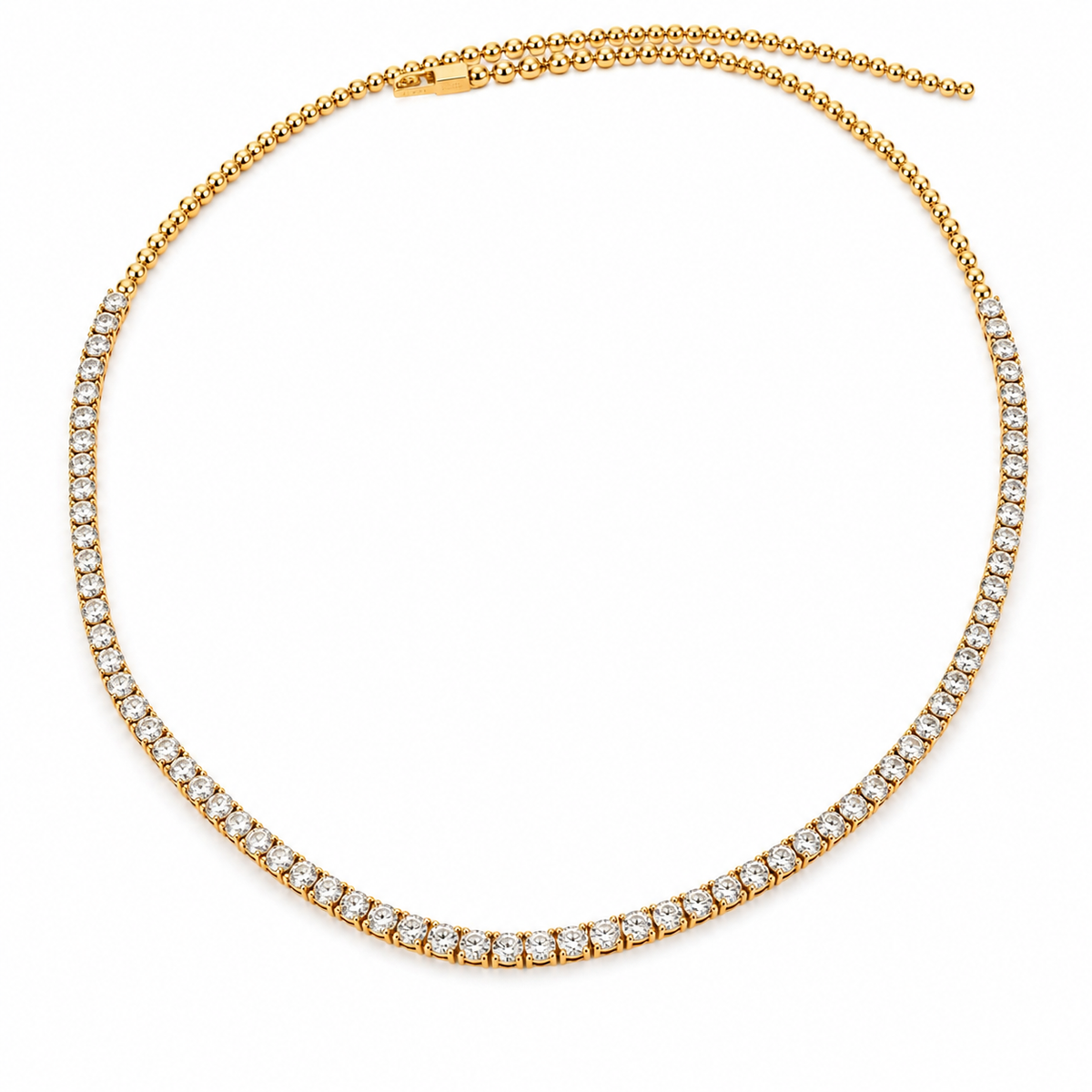 14KT Gold Diamond The Line Four Prong Set Tennis Necklace
