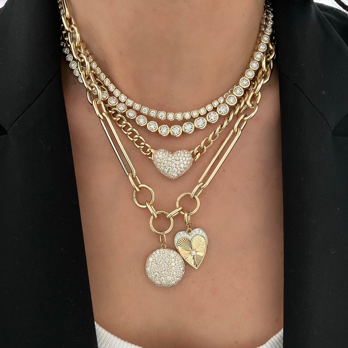 14KT Gold Diamond The Line Bezel Set Tennis Necklace Grand