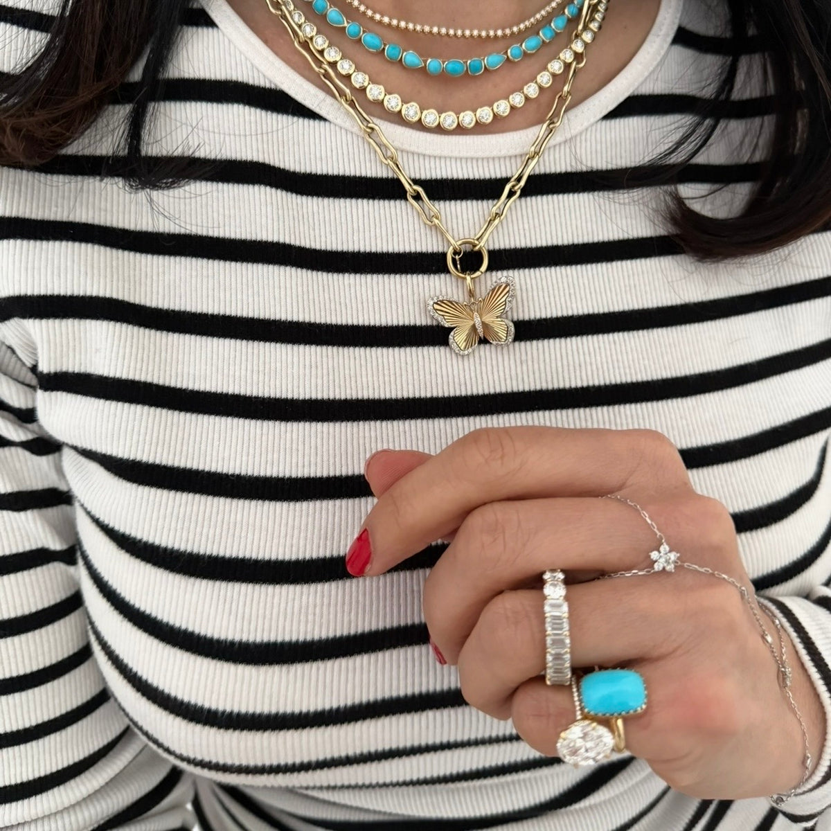14KT Gold Turquoise Pinky Ring