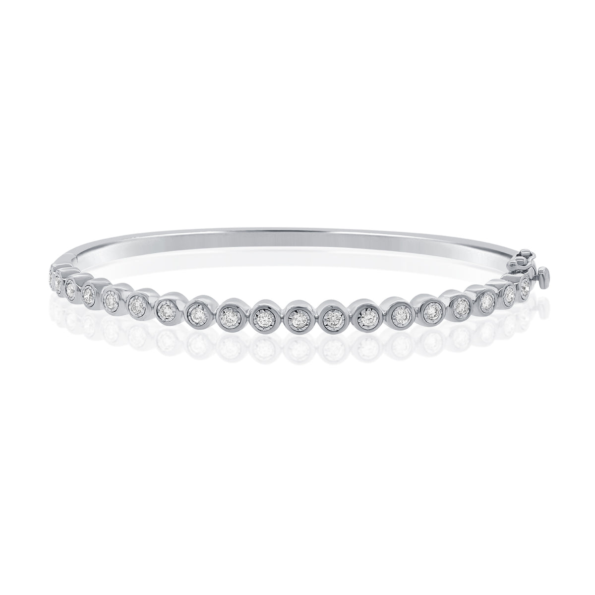 14KT Gold Diamond The Line Bezel Set Bangle Slim