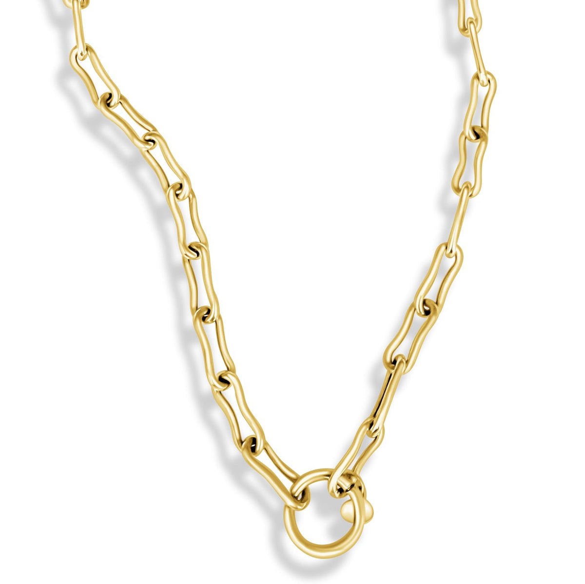 14KT Gold Pinched Links Charm Chain Necklace