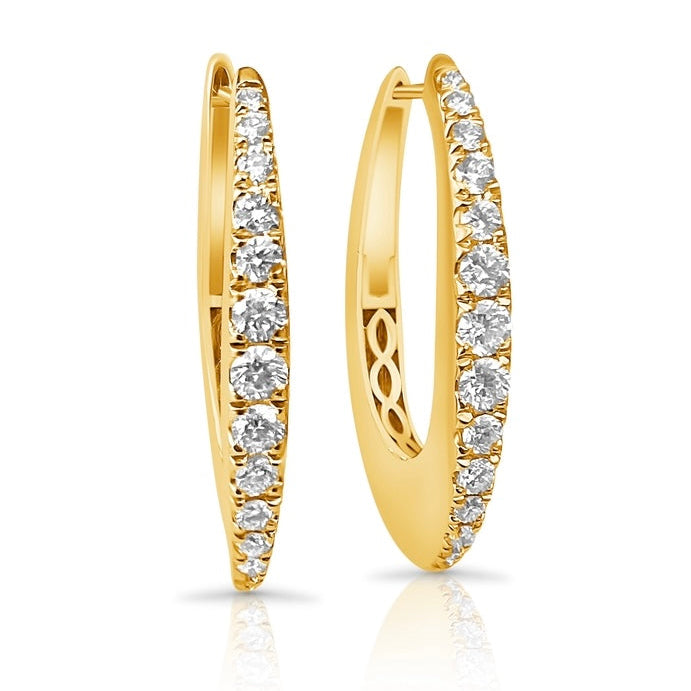 14KT Gold Diamond Luxe Semra Oval Hoop Earrings