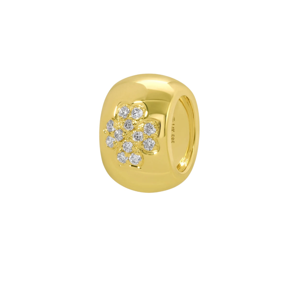 14KT Gold Diamond Clover Bead
