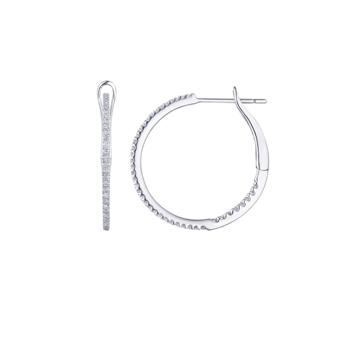 14KT Gold Inside and Out Diamond Essential Hoop Earrings