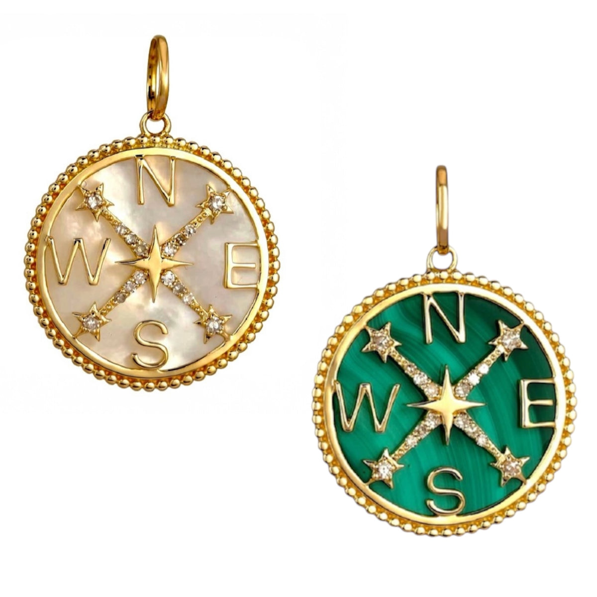 14KT Gold Diamond Alina Compass Pendant Charm