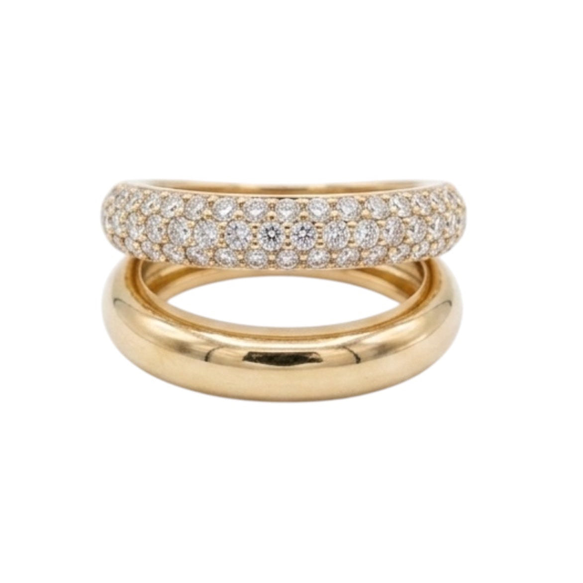14KT Gold Diamond Double Dome Ring