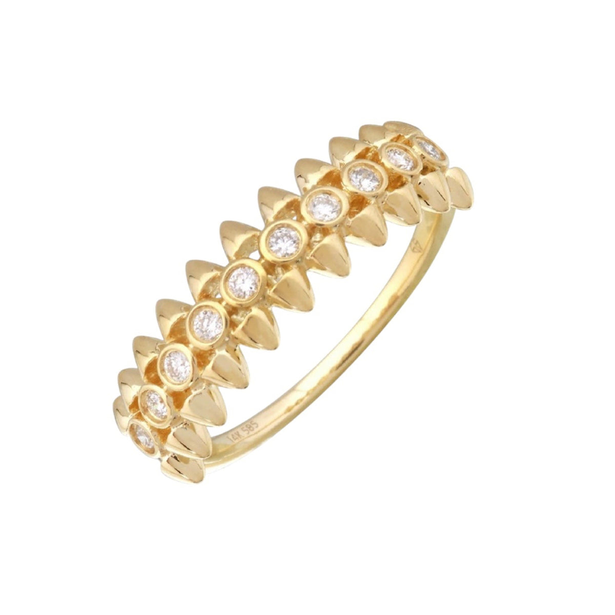 14KT Gold Diamond Spike Ring