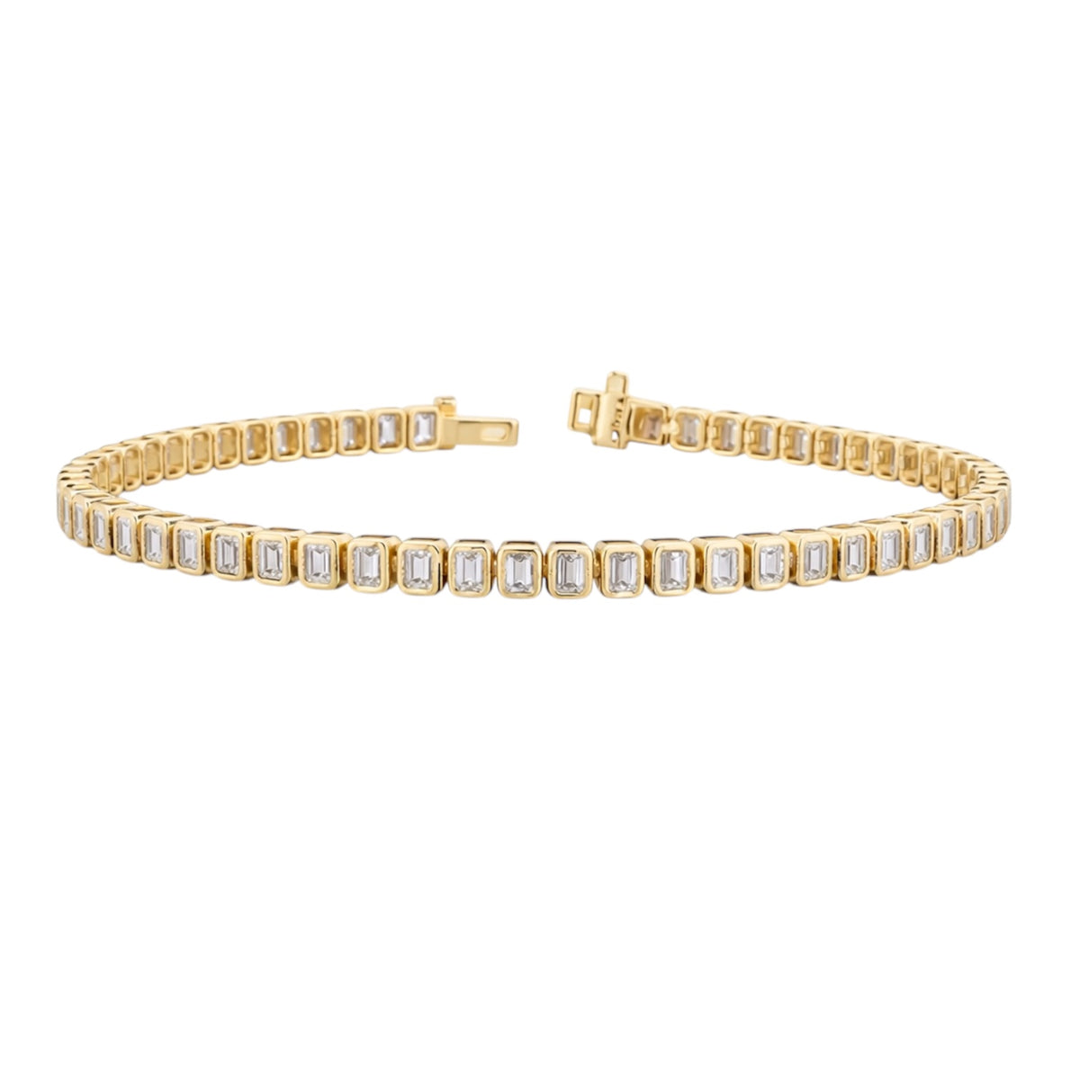 14KT Gold 8.75ct Emerald Cut Lab Diamond Tennis Bracelet