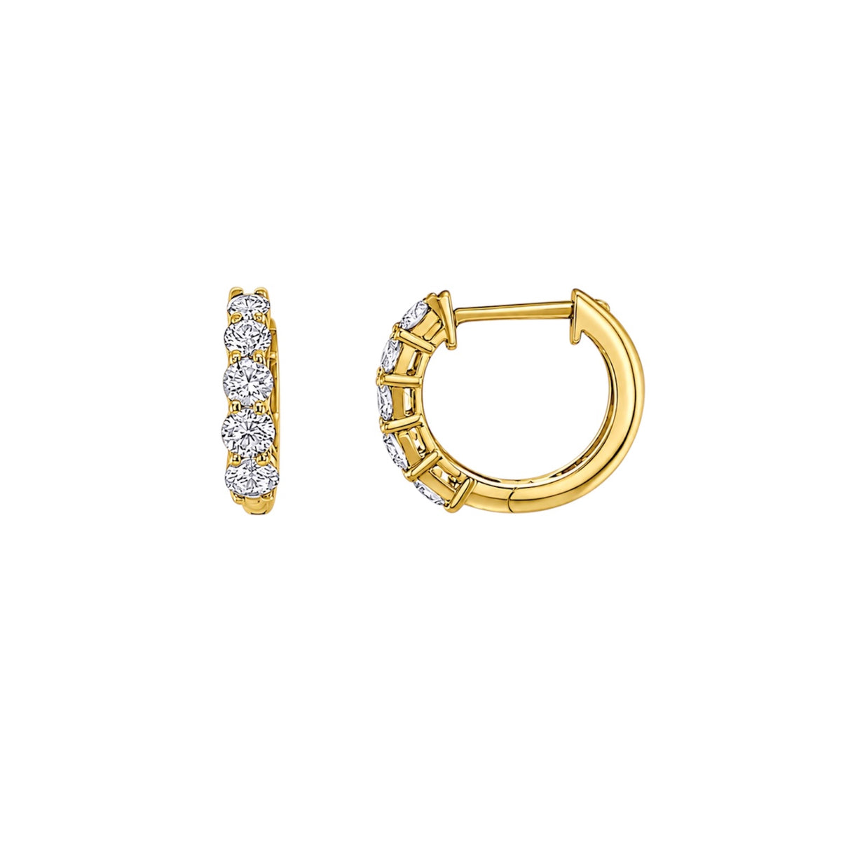 14KT Gold 1ct Graduating Lab Diamond Huggie Earrings