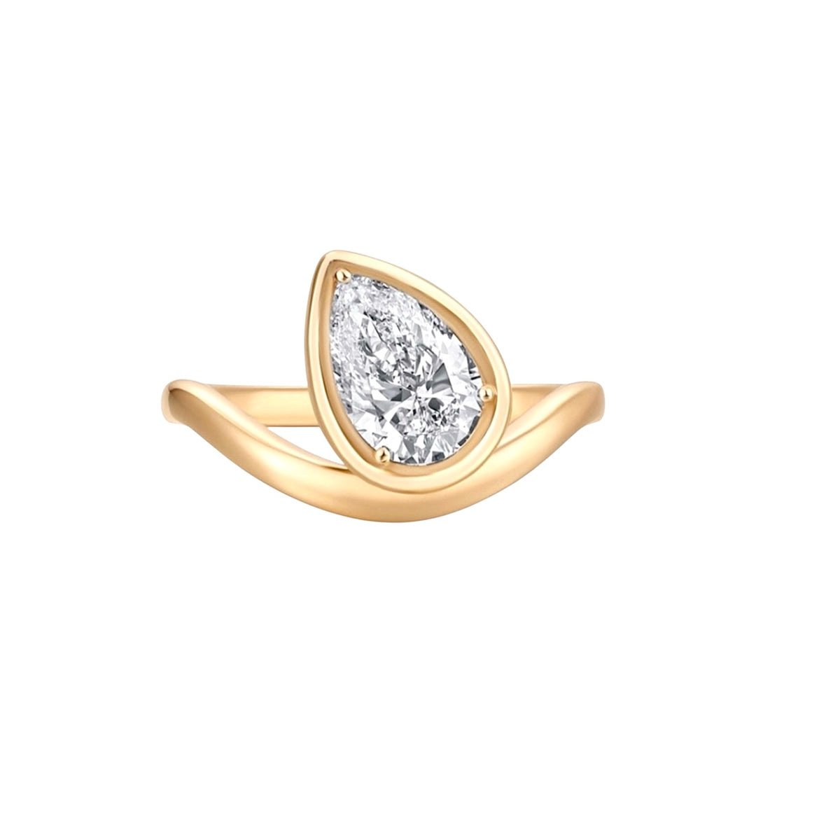 14KT Gold 2ct Tilted Pear Lab Diamond Ring