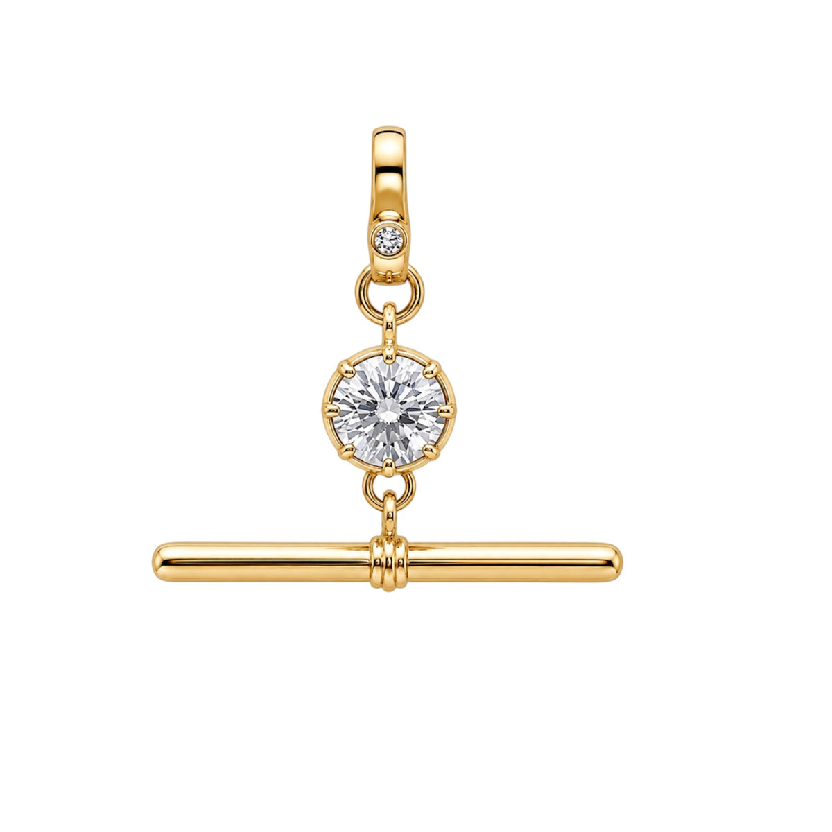 14KT Gold 1ct Lab Diamond Georgian Toggle Bar Pendant