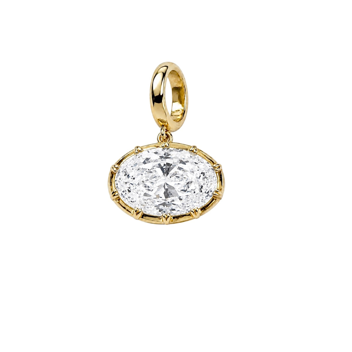 14KT Gold Oval 2.5ct Oval Lab Diamond East-West Georgian Pendant Charm