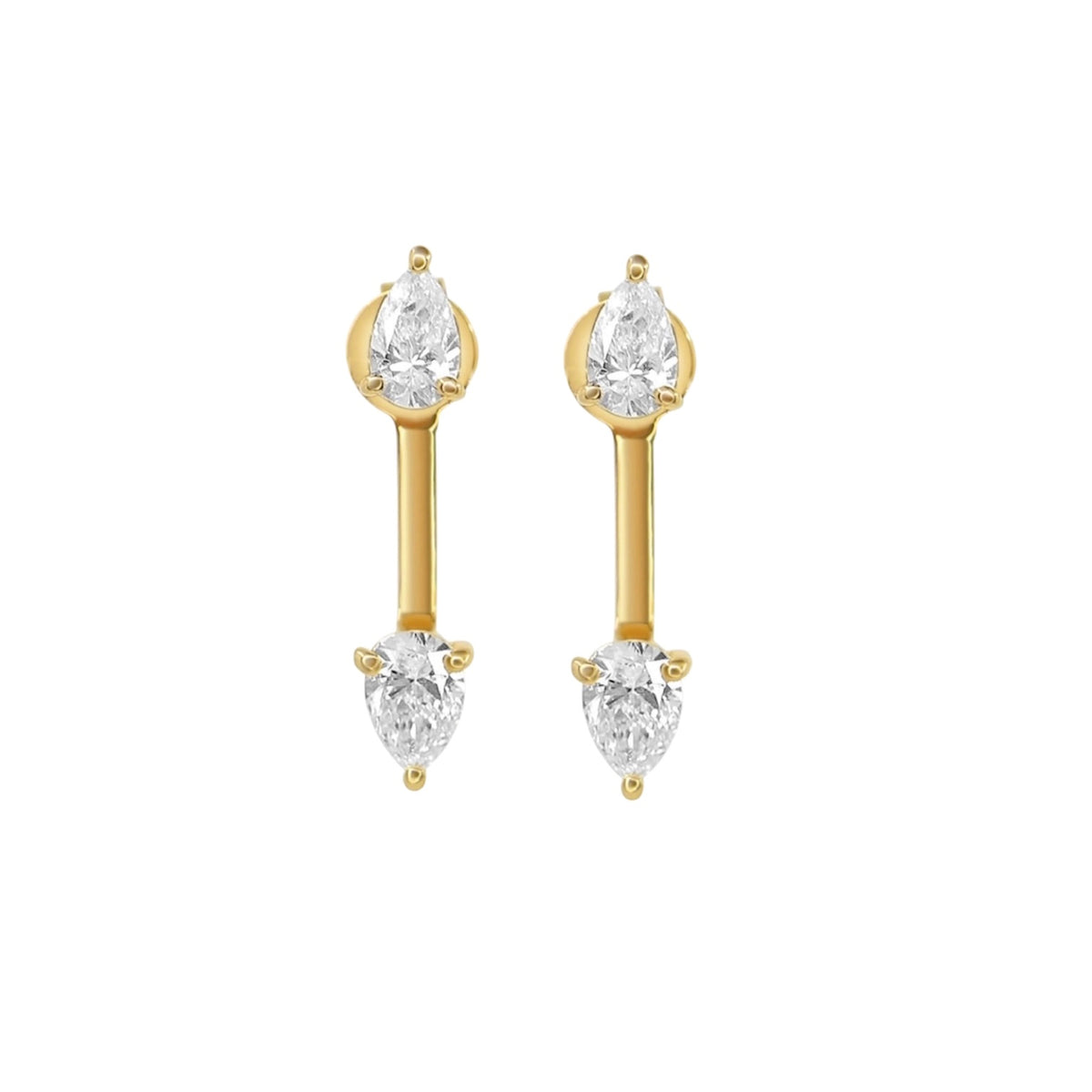 14KT Gold Double Pear Diamond Orbit Stud Earrings