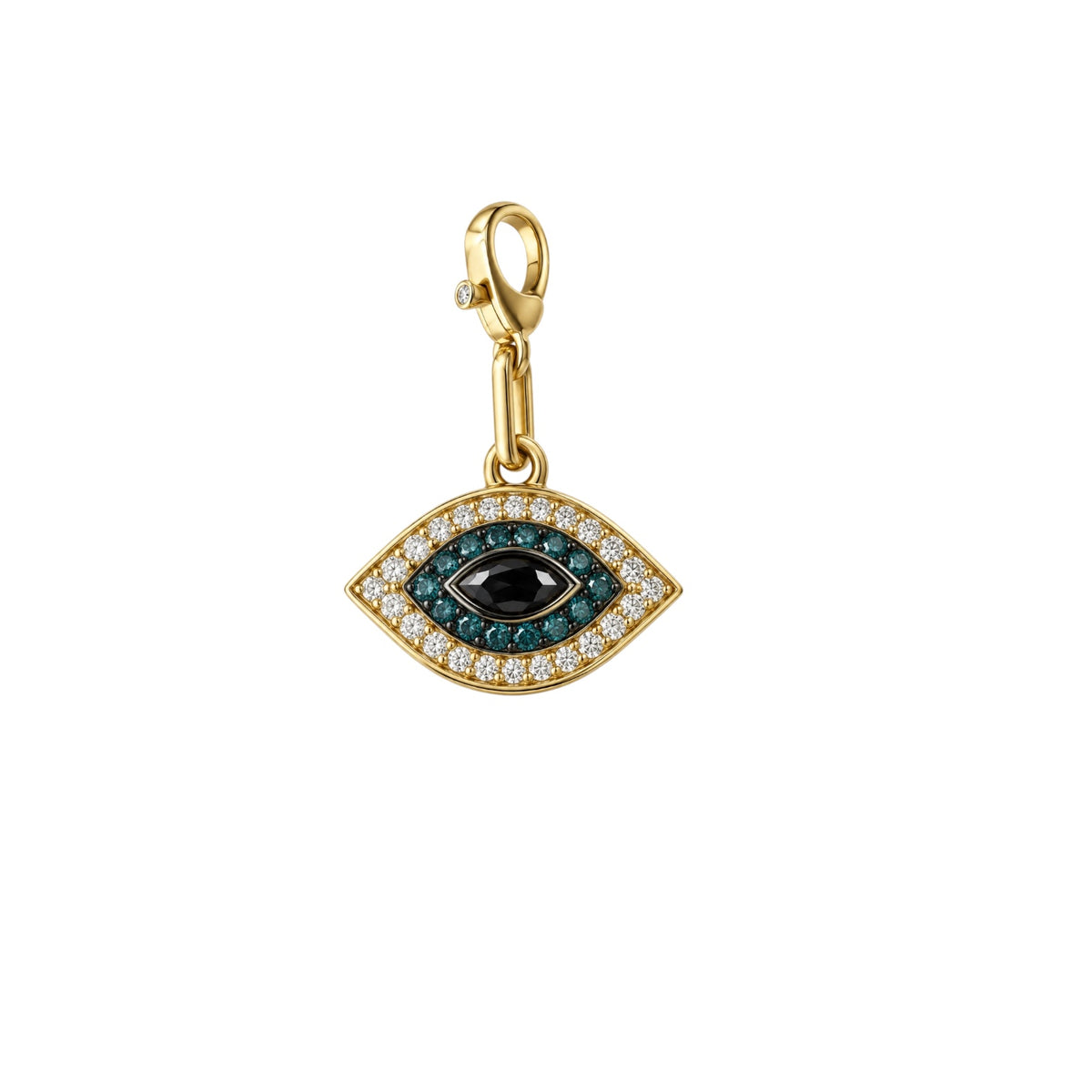 14KT Gold Diamond Large Evil Eye Pendant Charm