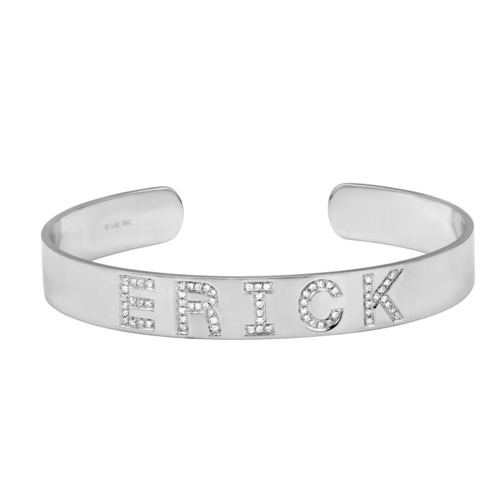 Personalized White Gold Clasp Filigree Monogram Initials Bracelet –