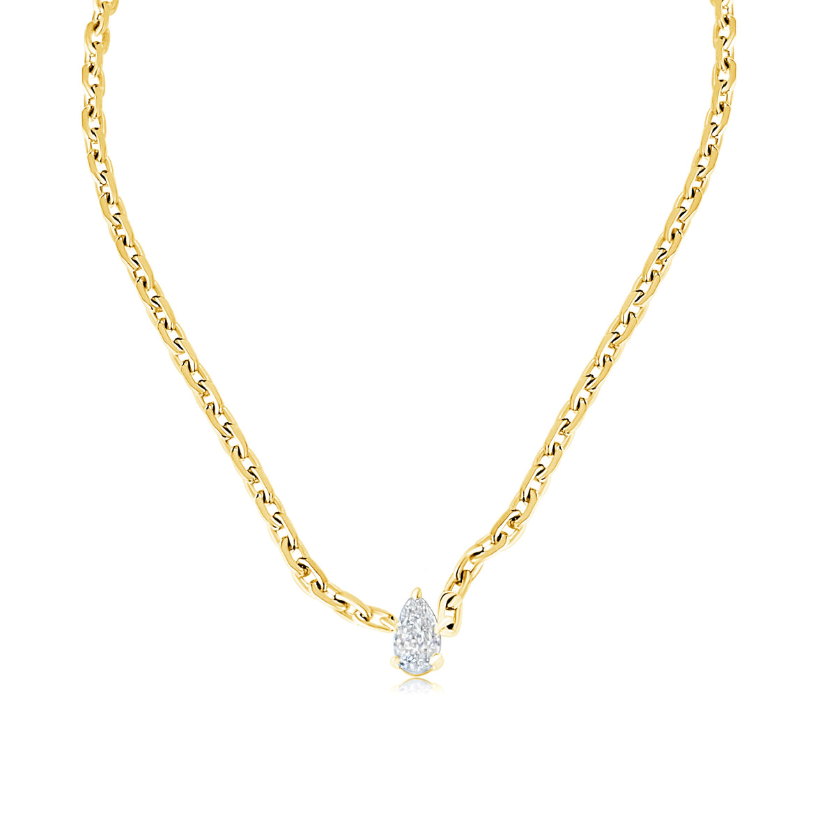14KT Gold Pear Diamond On Chain Yvette Necklace