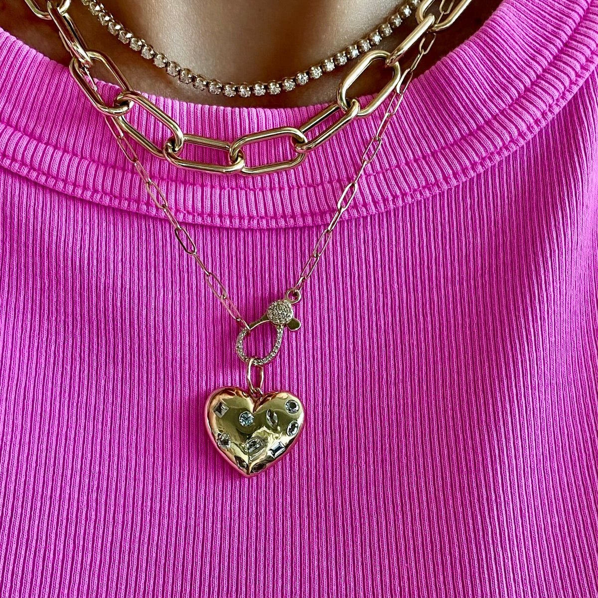14KT Gold Isabelle Link Chain with Diamond Clasp