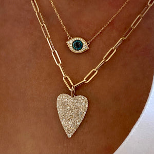 14KT Gold Diamond Valentina Heart Pendant Charm