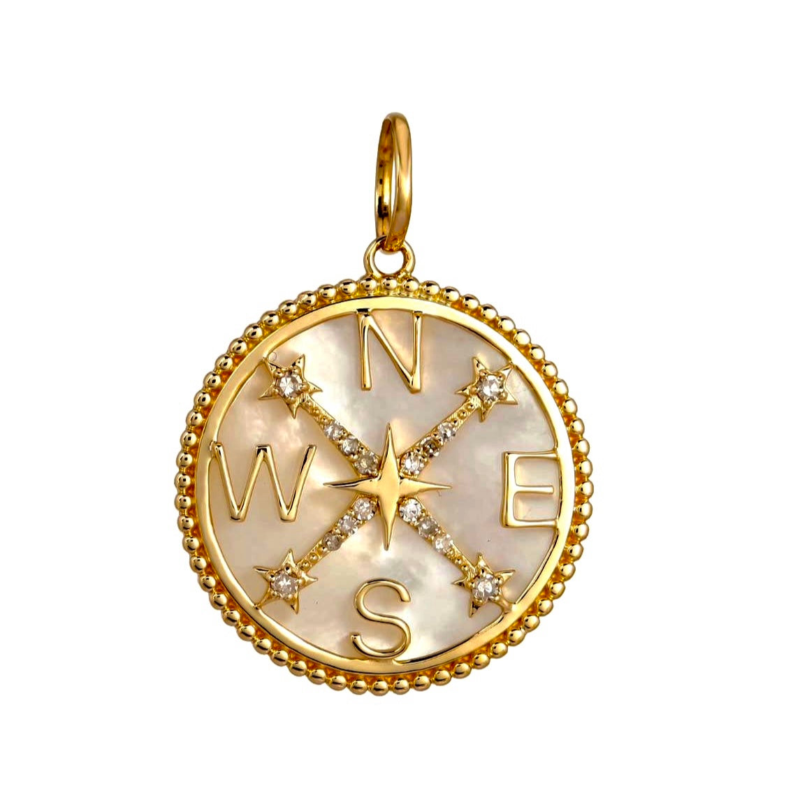 14KT Gold Diamond Alina Compass Pendant Charm