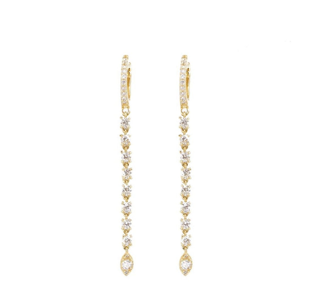 14KT Gold Diamond Drop Huggie Earrings