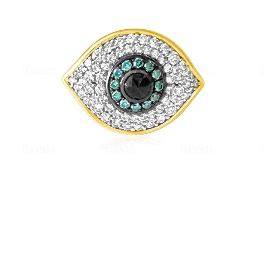 14KT Gold Diamond Aada Evil Eye Ring