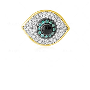14KT Gold Diamond Aada Evil Eye Ring
