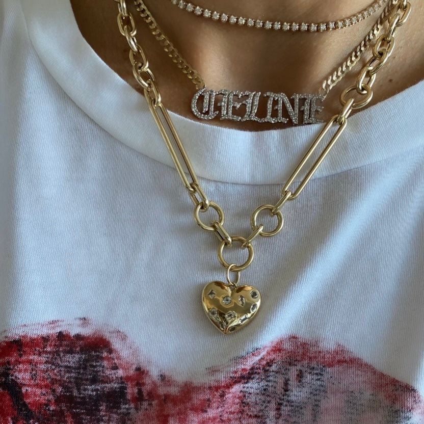 14KT Gold Debby Puffy Heart Pendant Charm