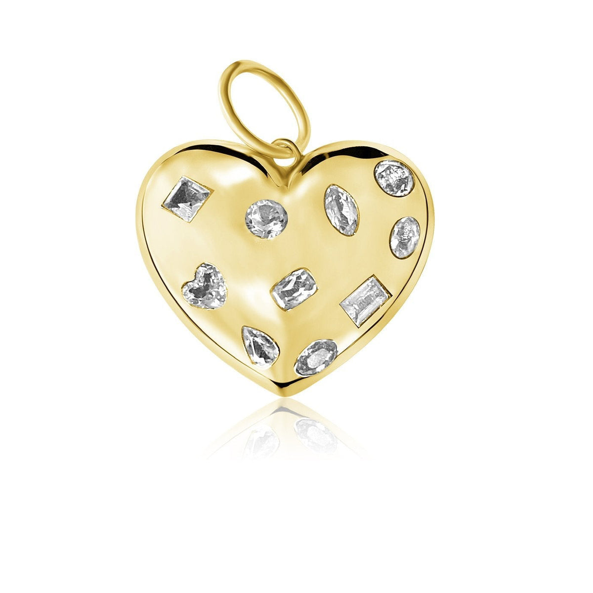 14KT Gold Debby Puffy Heart Pendant Charm
