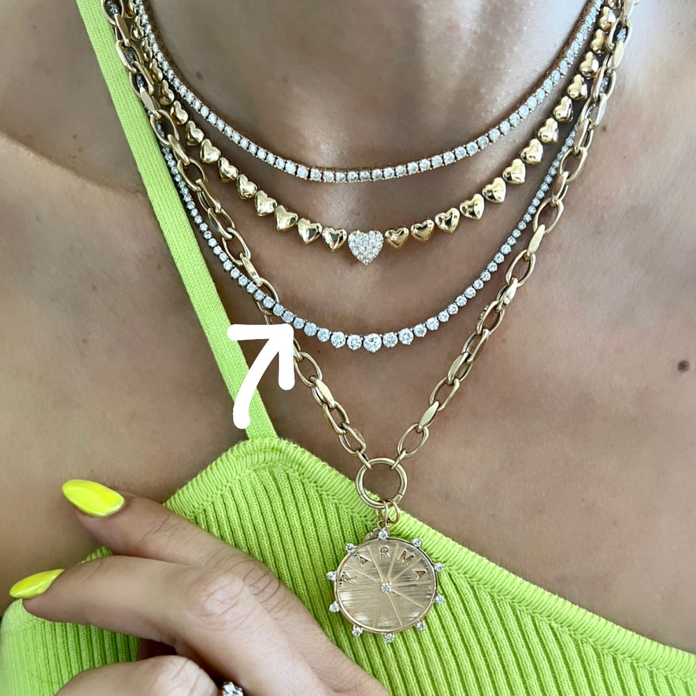 14KT Gold Diamond Desiree Three Prong Tennis Necklace