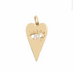 14KT Gold Diamond Heart Evil Eye Charm Pendant