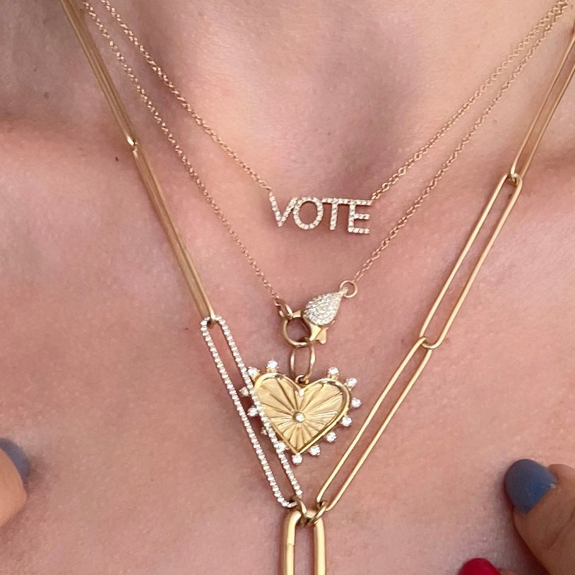 14KT Gold Diamond VOTE Necklace