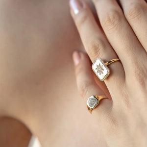 14KT Gold Diamond Heart Pinky Ring